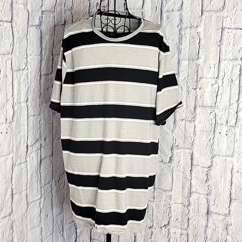 STEEL‎ AND CONCRETE Black and White Striped Shirt XL